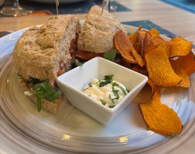 Delicious Sardine toast with chips